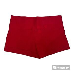 Red high waisted shorts